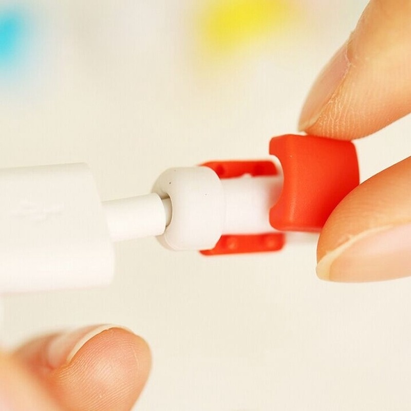 Vỏ bảo vệ cáp sạc USB bằng silicon màu kẹo chống rơi cho Android Iphone