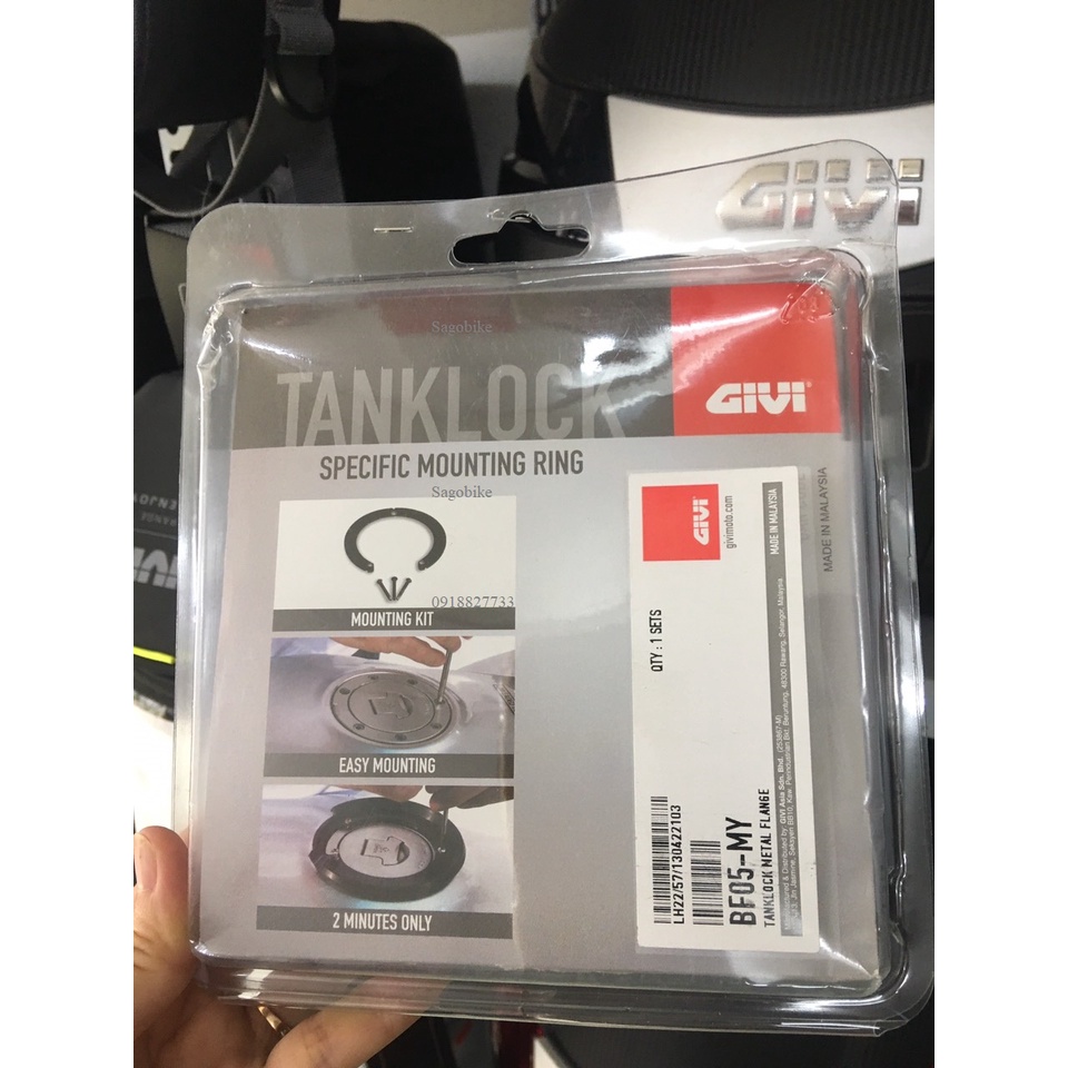 Bộ ngàm bình xăng Givi BF05-MY, Bộ ngàm gắn túi bình xăng xe FZ 150i, FZ, Beneli, MT,,,,