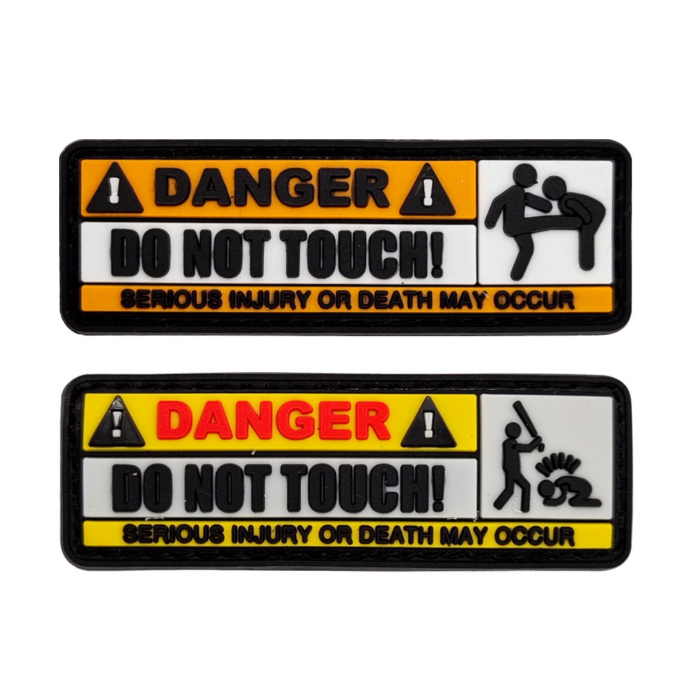 Miếng Dán Trang Trí Ba Lô Du Lịch Bằng PVC Cao Su In Chữ Warning Dangger DO NOT TOUCH SERIOUS OR DEATH MAY Ocur