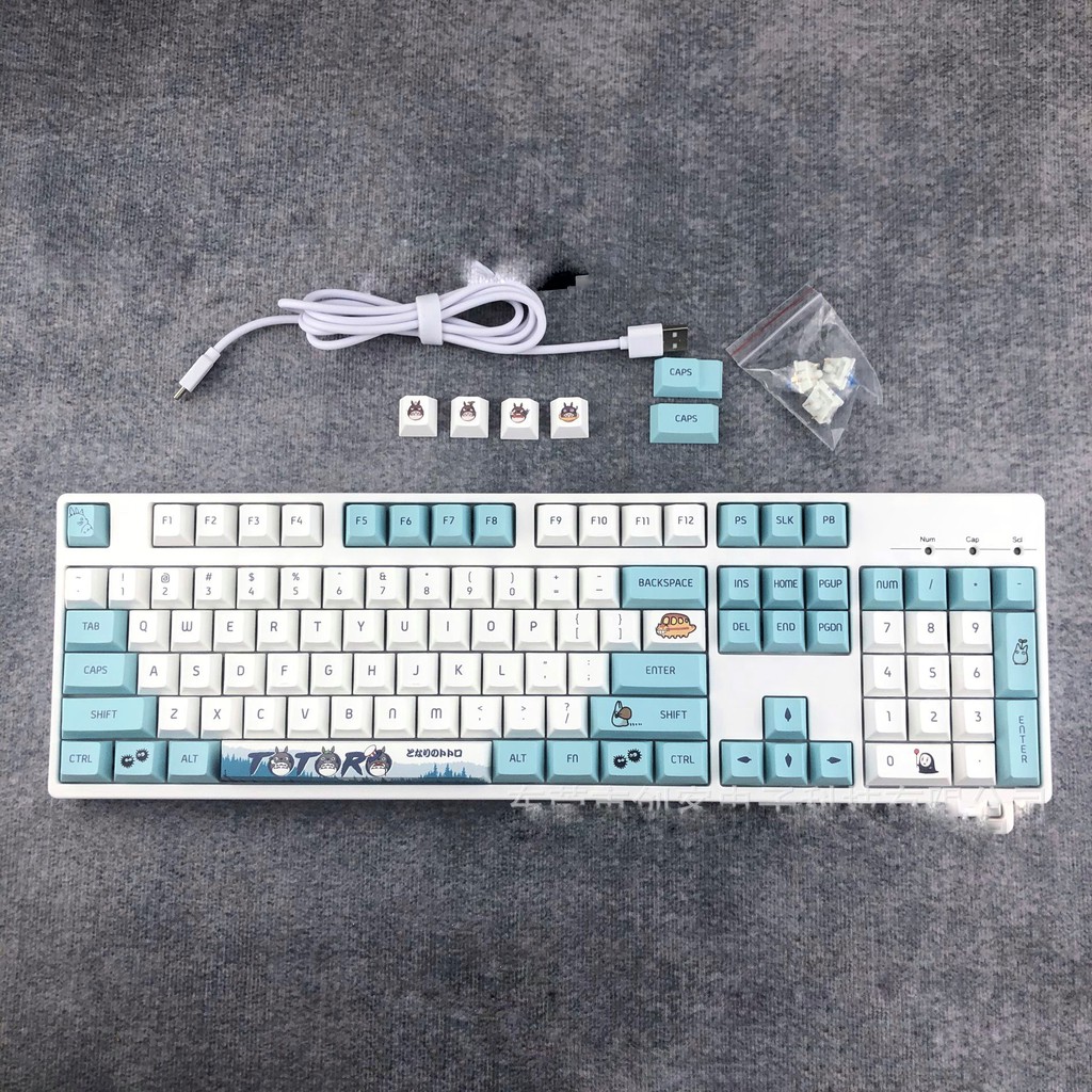 Keycap PBT TOTORO dyesub in 5 mặt Cao cấp gắn full phím 114 PCMASTER