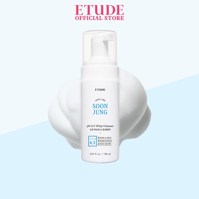 Sữa Rửa Mặt dạng bọt cân bằng độ pH Etude SoonJung pH 6.5 Whip Cleanser 150ml Chất Lượng
