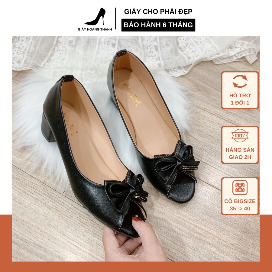 Giày Cao Gót Nữ Công Sở Giày Búp Bê 3 Phân Mũi Nhọn Big Size Hoàng Thanh G1