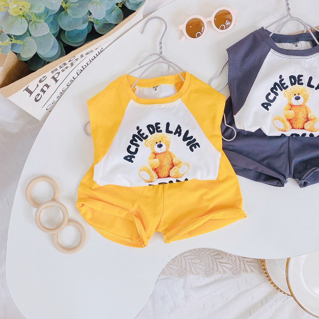 [BL26] Bộ Ba Lỗ In Gấu ACMÉ Cho Bé Kiểu Dáng Cực Hot Chất Vải Cotton Size Từ 8-18KG VNXK Nhật-Hàn