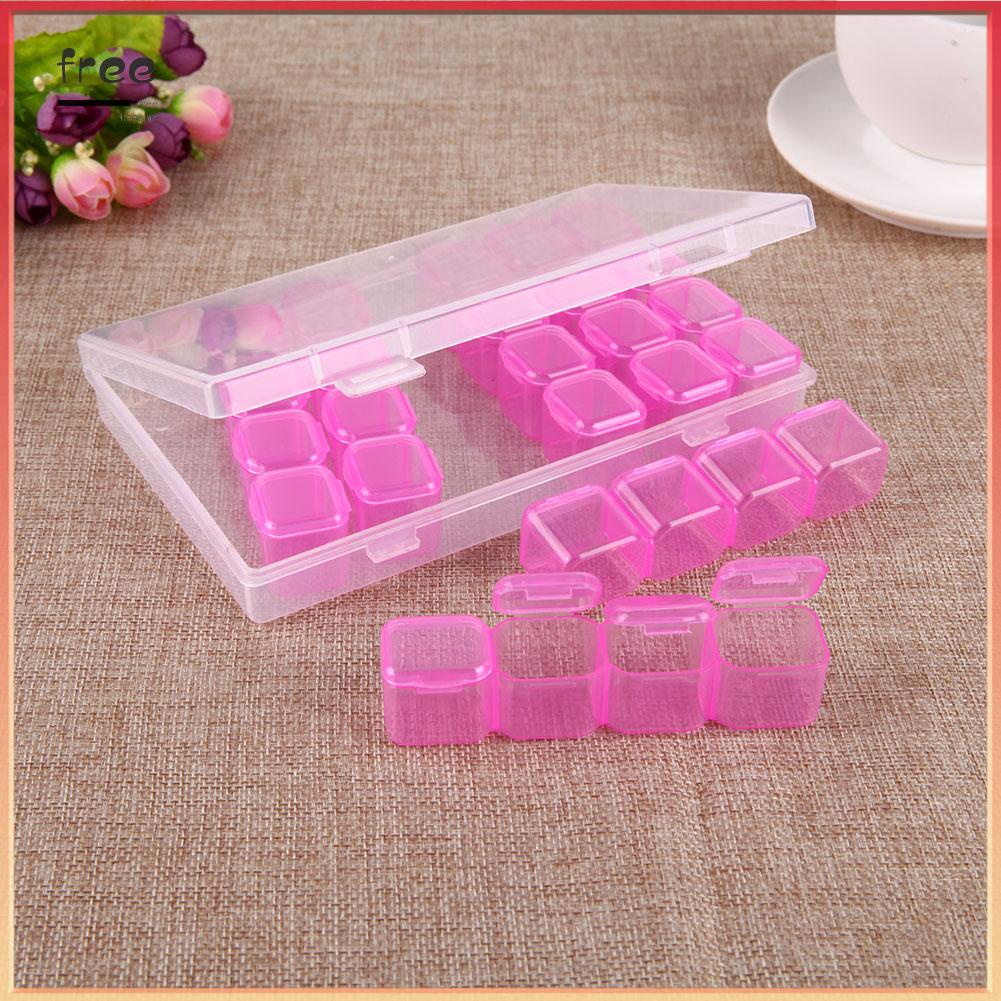 Hộp nhựa 28 ngăn dùng đựng phụ kiện làm móng tay/trang trí ốp điện thoại