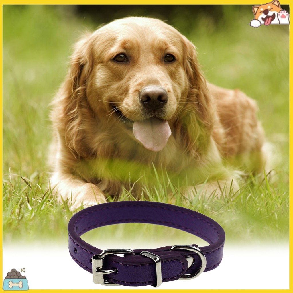 SPBS❤Small Pet Dog Adjustable Faux Leather Collar Puppy Cat Buckle Neck Strap Decor