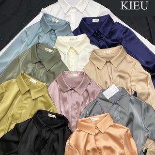 Áo sơ mi lụa đủ màu 💖vải đẹp💖Áo công sở nữ tay dài cổ đức phom ôm vừa