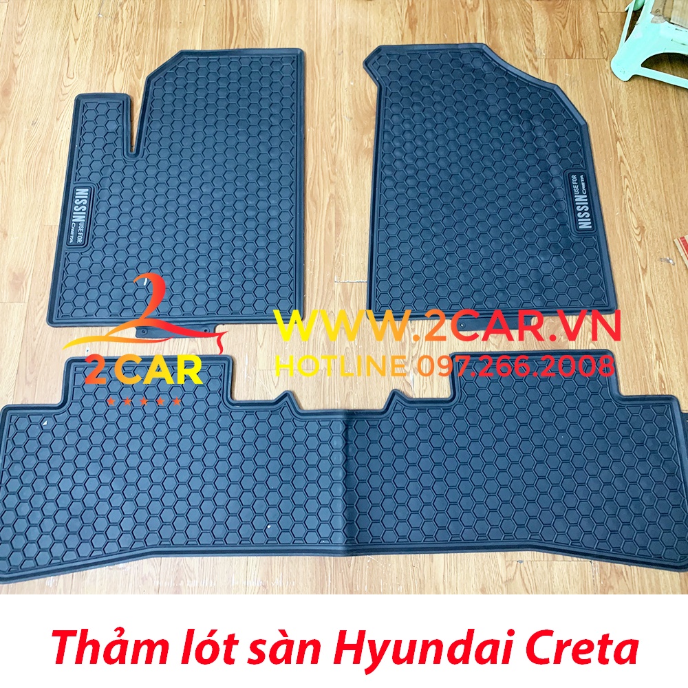 Thảm sàn, Thảm lót sàn xe Hyundai CRETA 2022 2023 cao su đúc, vân tổ ong, không mùi, MẪU NISSIN
