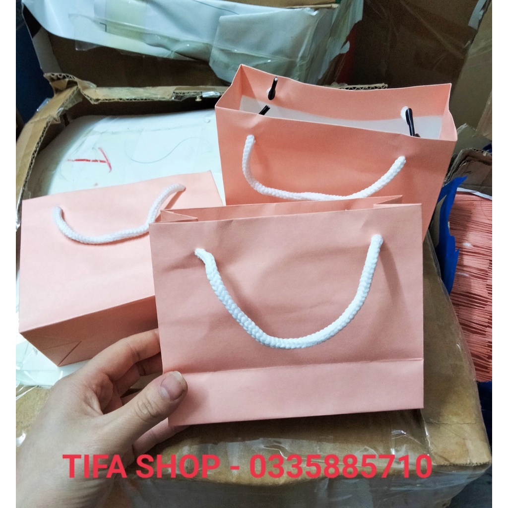 Sét 100 Túi giấy Kraft Nhật 15x12x5cm đựng son, mỹ phẩm mini có sẵn