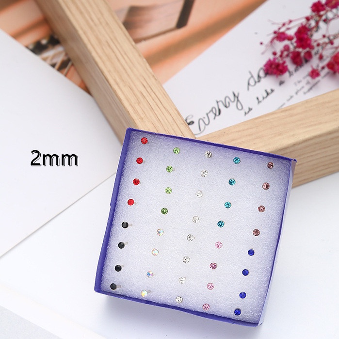 Set 20 đôi bông tai đính đá phong cách unisex hợp thời trang