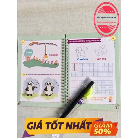 Luyện Viết Chữ Tiếng Việt, Luyện Nét chữ Số Đẹp 3 quyển Kèm 2 Bút 8 ngòi 2 Cá Heo Định Hình Bay mực