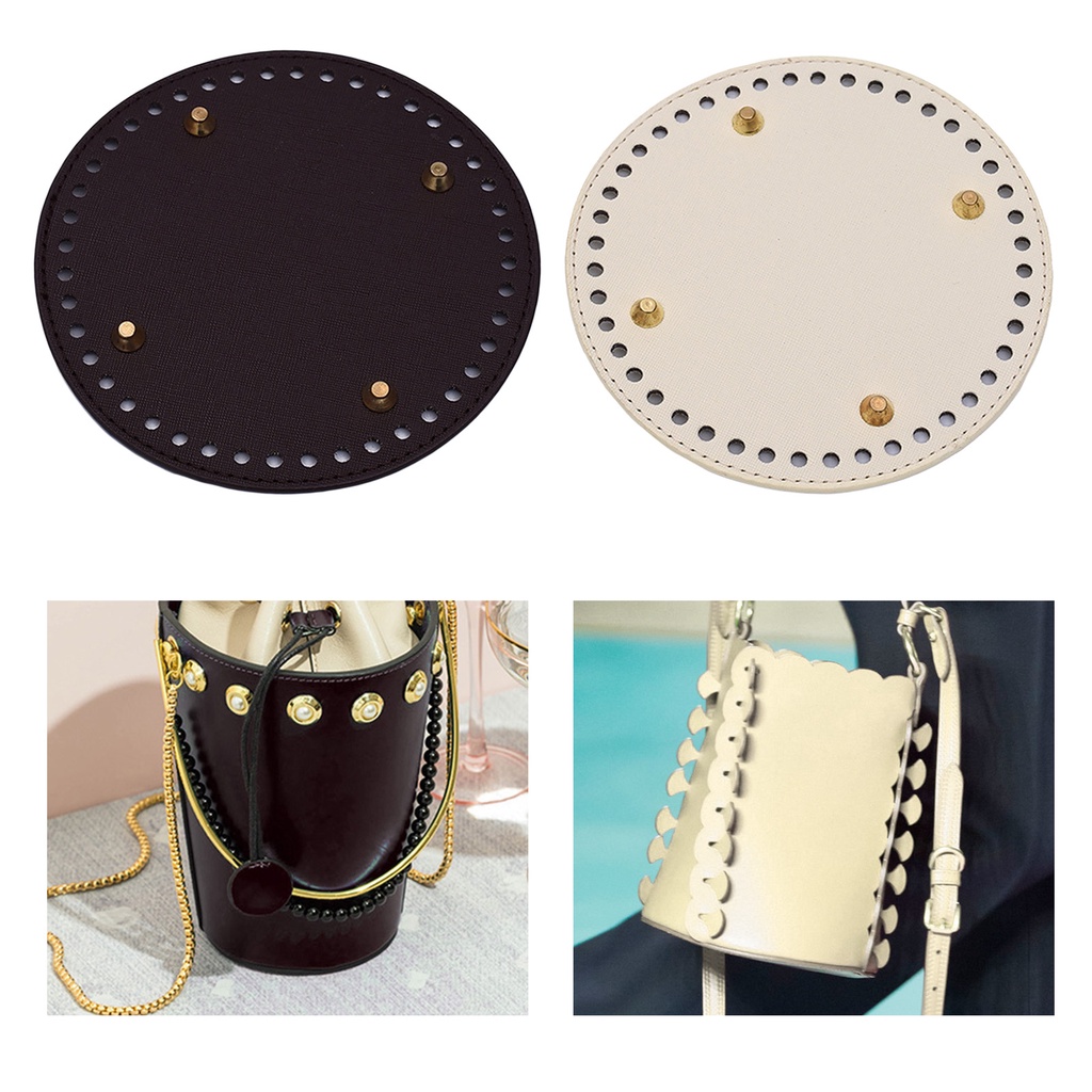 [Fenteer1] Túi Xách Da PU Dệt Kim Đáy Tròn DIY