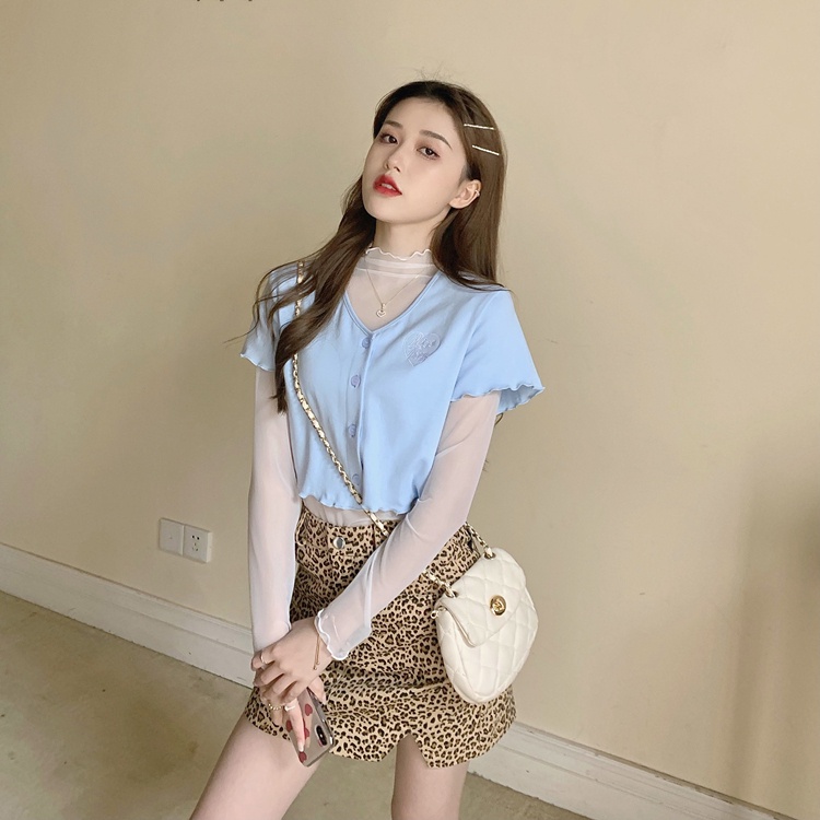 Áo lưới ren mỏng tay dài cổ tròn thời trang cho nữ MS555