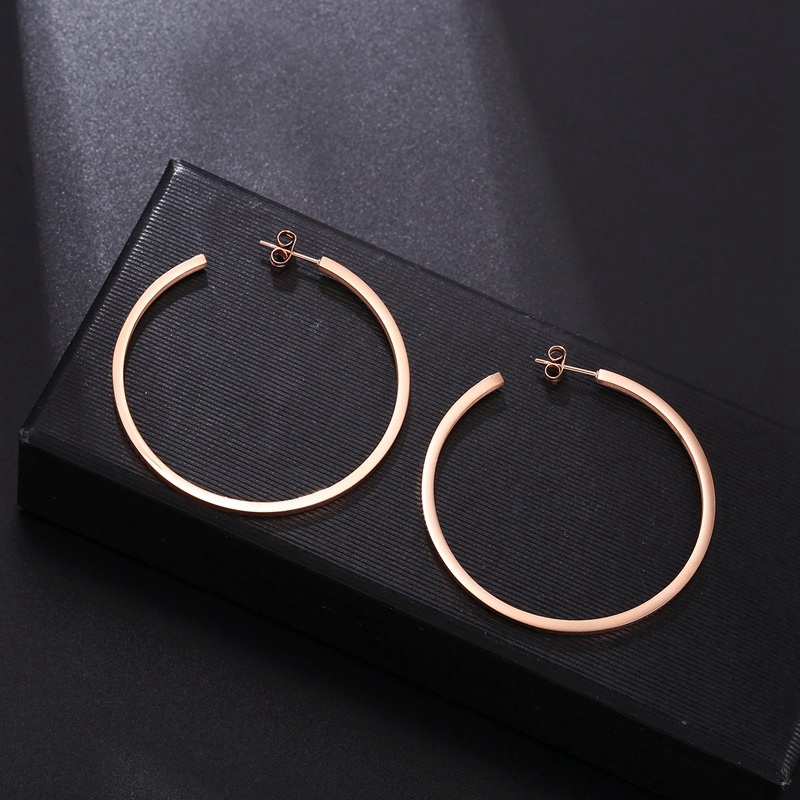 Anti-Allergy Stainless Steel Rose Gold Round Circle Hoop Retro Earrings Heart Geometric Earring for Women #5040