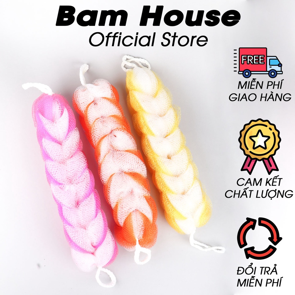 Bộ 3 bông tắm cọ dài Bam House tạo bọt tốt cao cấp BT02 – BamBam Store