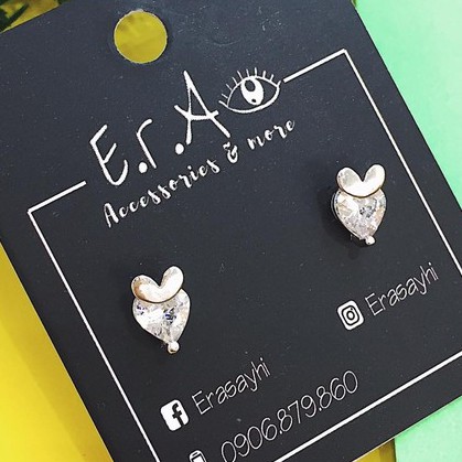 Bông Tai Nữ Bạc 925 Cao Cấp ERASHOP 073666 - Trái Tim Đá Đơn Giản, Nhỏ Gọn, Phù Hợp Đeo Hằng Ngày, Siêu Rẻ Đẹp