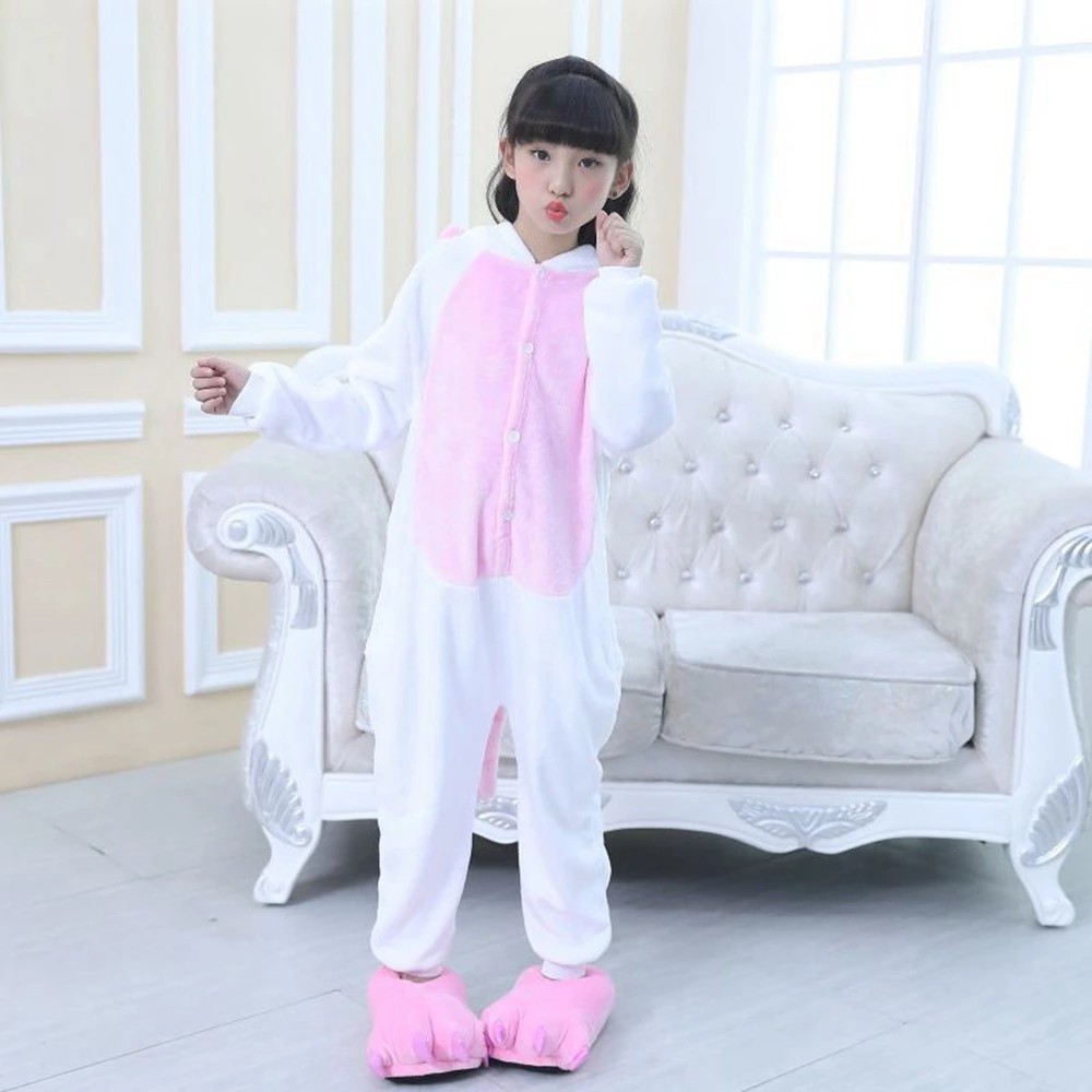 Đồ ngủ pijama hóa trang kỳ lân màu hồng cho bé gái 3-13 tuổi