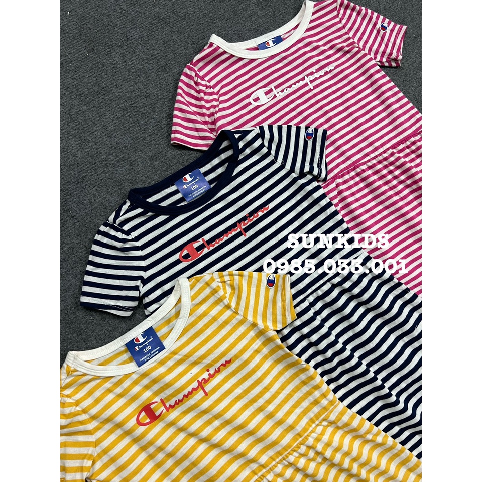 Váy bé gái kẻ thể thao chất cotton