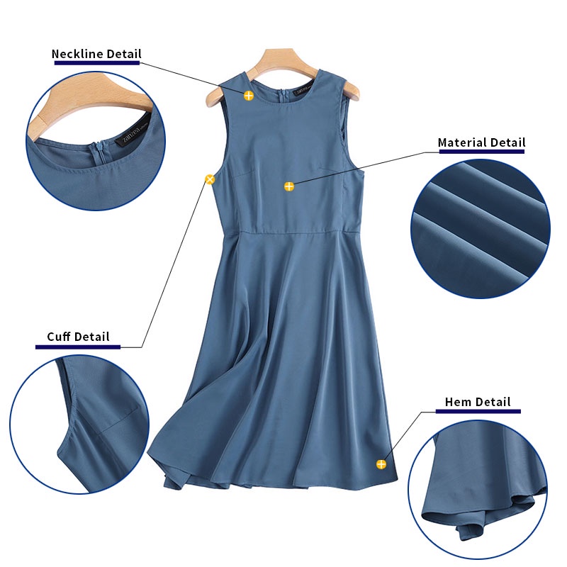 Zanzea Đầm Midi Không Tay Cổ Tròn Thời Trang Vintage Cho Nữ