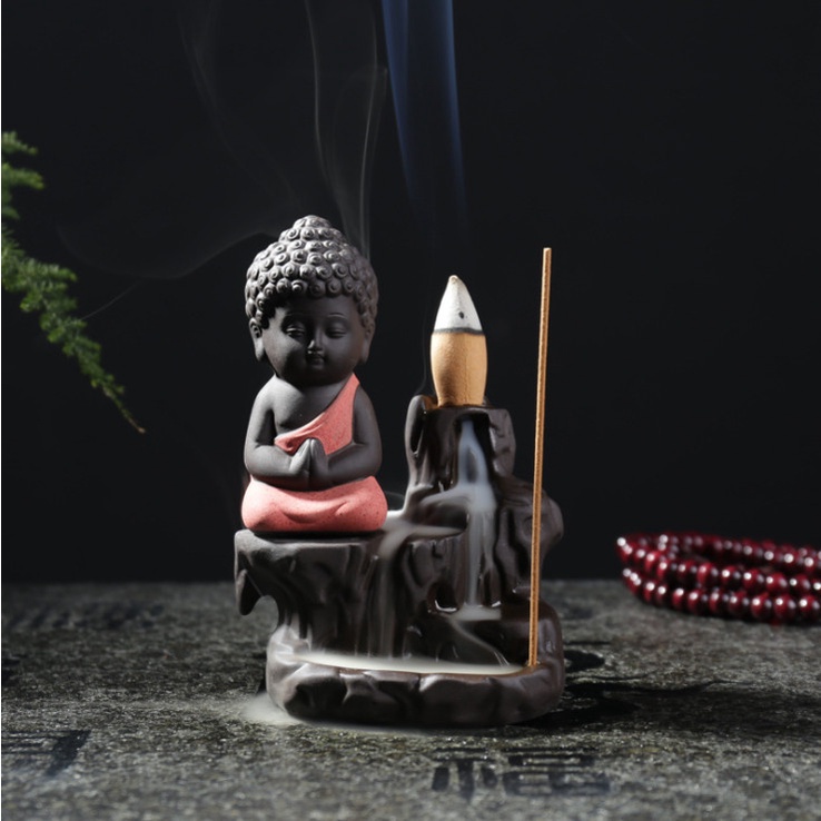 Thác Khói Trầm Hương Gốm Cao Cấp - Phật Tọa Bên Suối