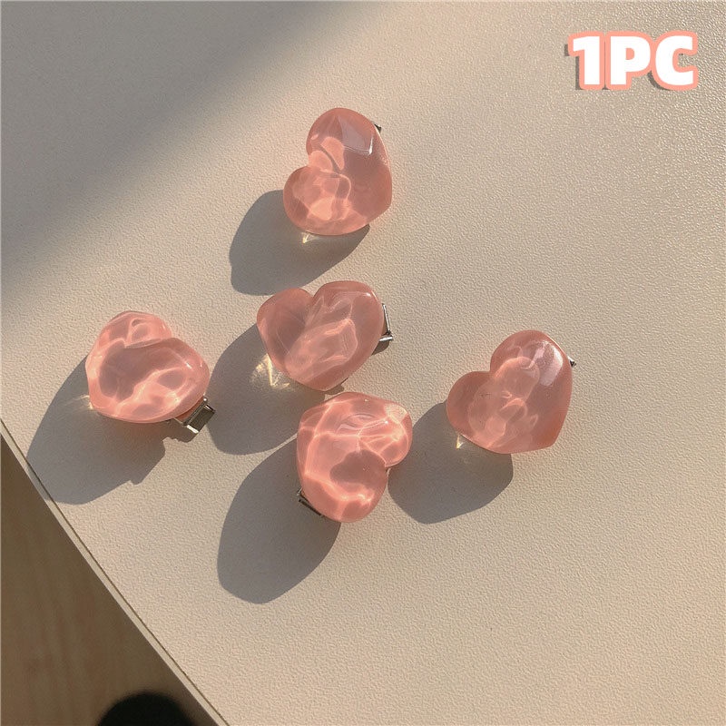 Kẹp Tóc Đính Nơ Trái Tim / Hoa / Trái Tim Màu Hồng Dễ Thương Cho Nữ