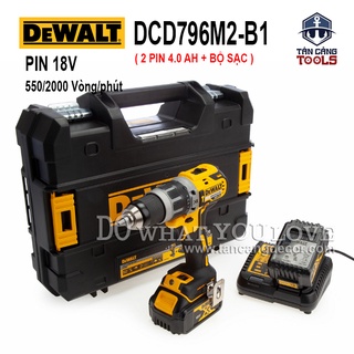 Combo máy khoan động lực dùng pin dewalt 18v dcd796m2