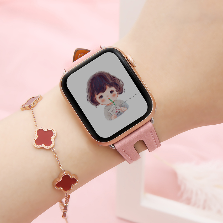 Dây đeo thay thế cho đồng hồ thông minh Apple Watch Series Se 6 5 4 3 2 1 40mm 38mm 42mm 44mm bằng da