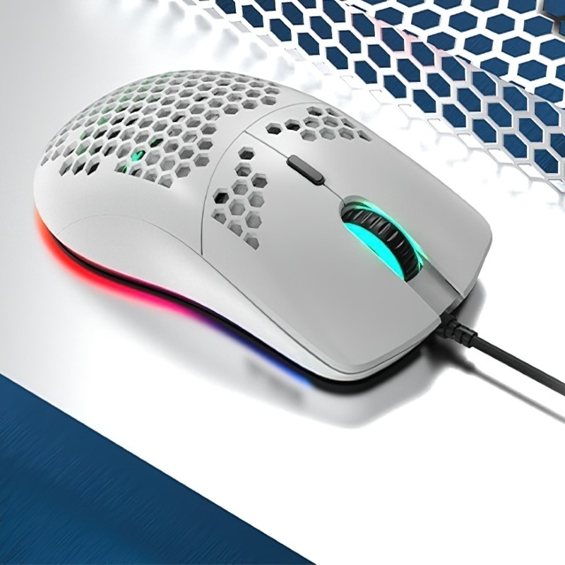 Chuột LED RGB 6400 DPI Gaming Mouse J900 White