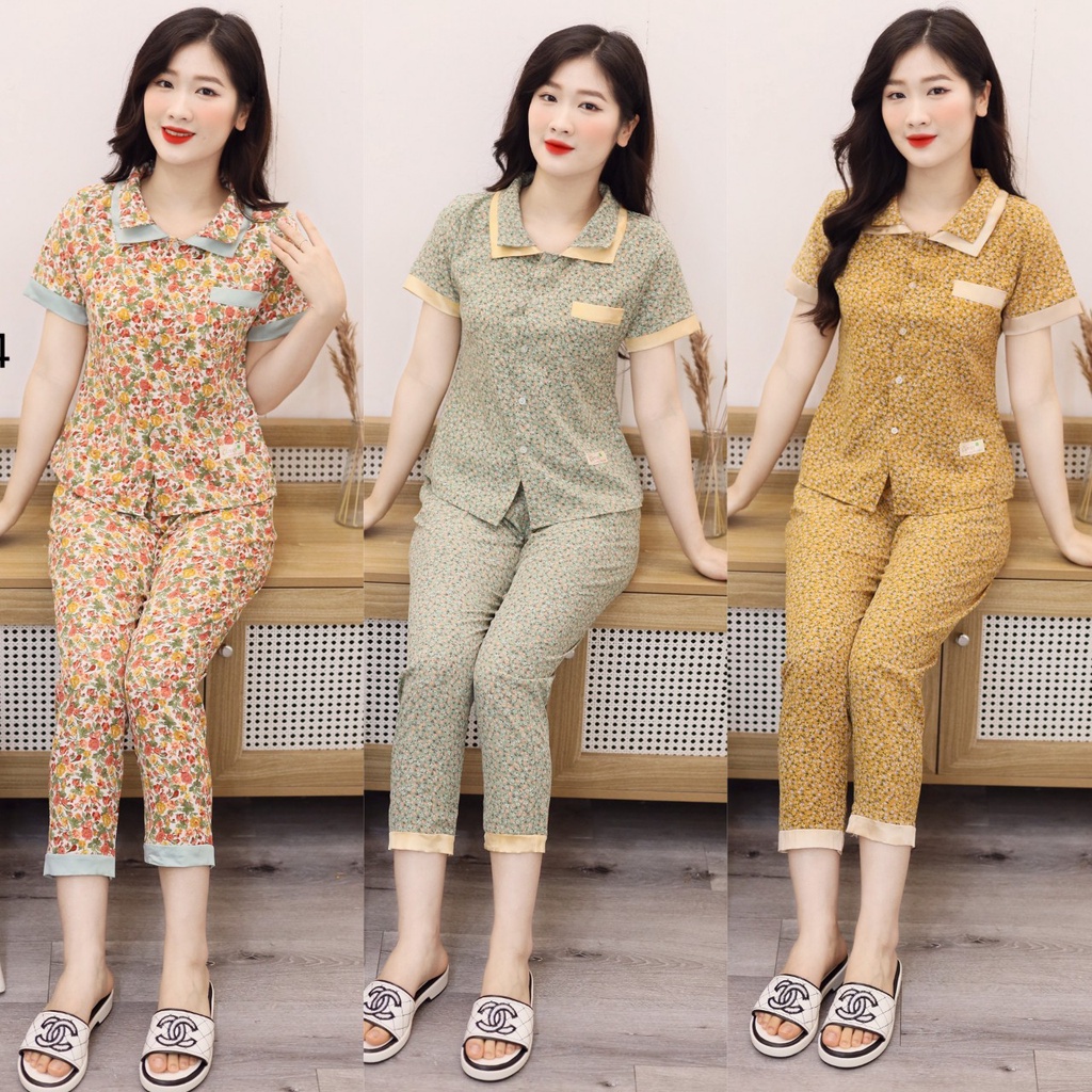 Bộ quần áo ngủ nữ tay ngắn quần dài chất lụa mềm mát
