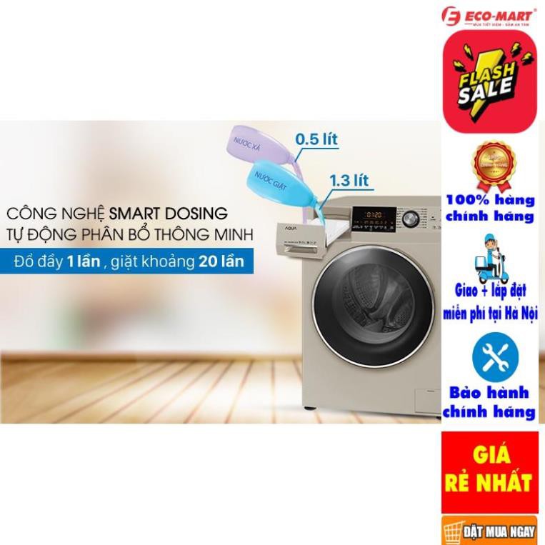 [ VẬN CHUYỂN MIỄN PHÍ KHU VỰC HÀ NỘI ]  Máy giặt Aqua cửa ngang 8.5 kg màu vàng kim AQD-DD850A.N