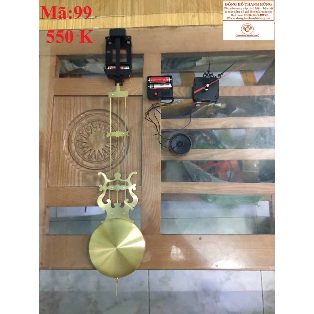 Linh kiện đồng hồ quả lắc cao cấp gồm 1 bộ máy nhạc Chimes box có đánh chuông theo giờ, có chế độ nghỉ đem, máy 3kim chạ