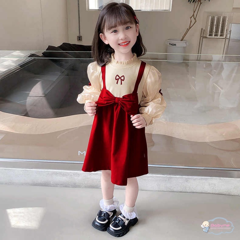 Đầm Công Chúa Tay Phồng Đính Nơ To Dễ Thương Cho Bé Gái