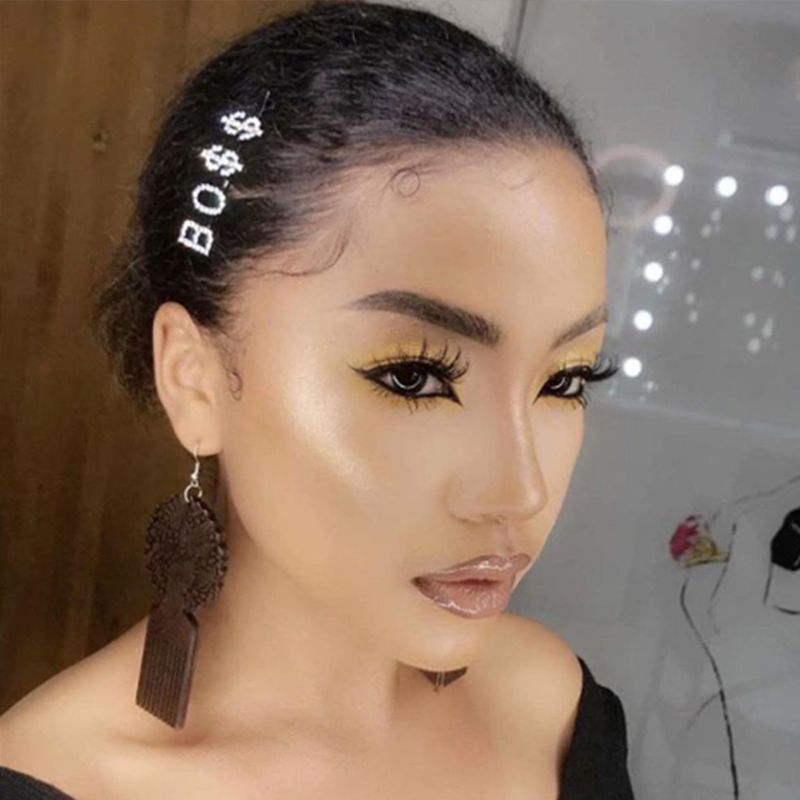 Kẹp Tóc Kim Loại Chữ Cái Đính Đá Sang Trọng