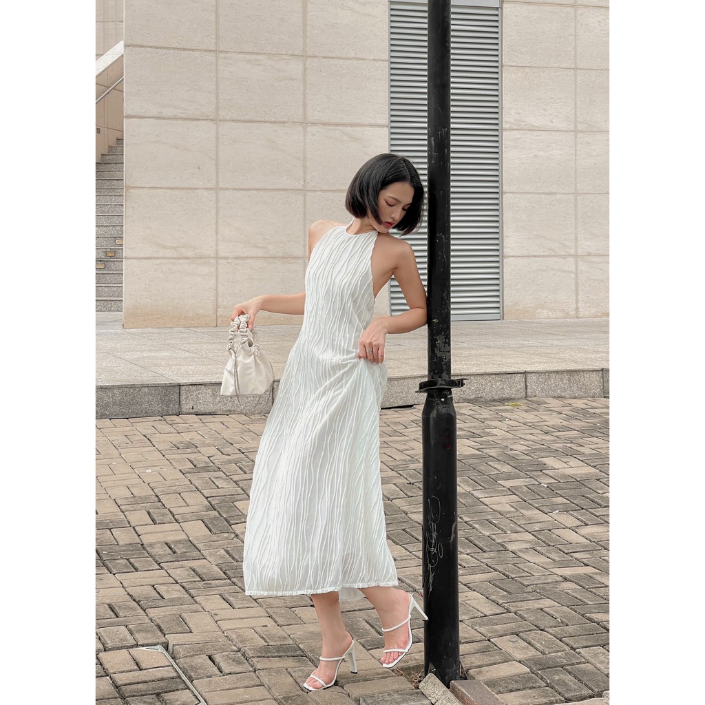 WHITELAZZ | Đầm yếm dáng suông màu trắng Lana Halterneck Dress