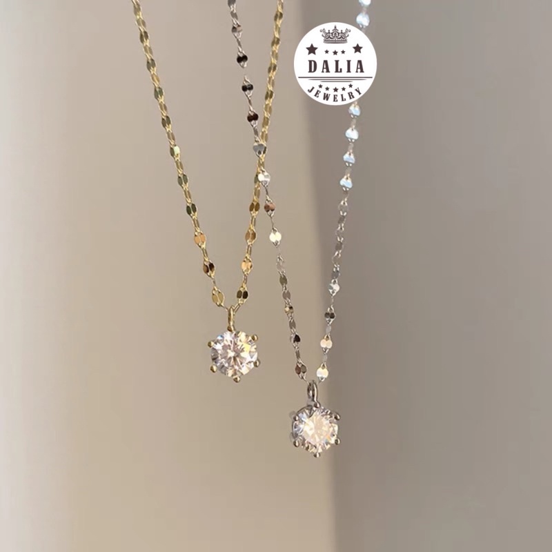 Vòng cổ bạc nữ DaLiA Jewelry dây chuyền bạc ý mặt đá sánh lấp lánh bạc thật dây chuyền bạc không gỉ