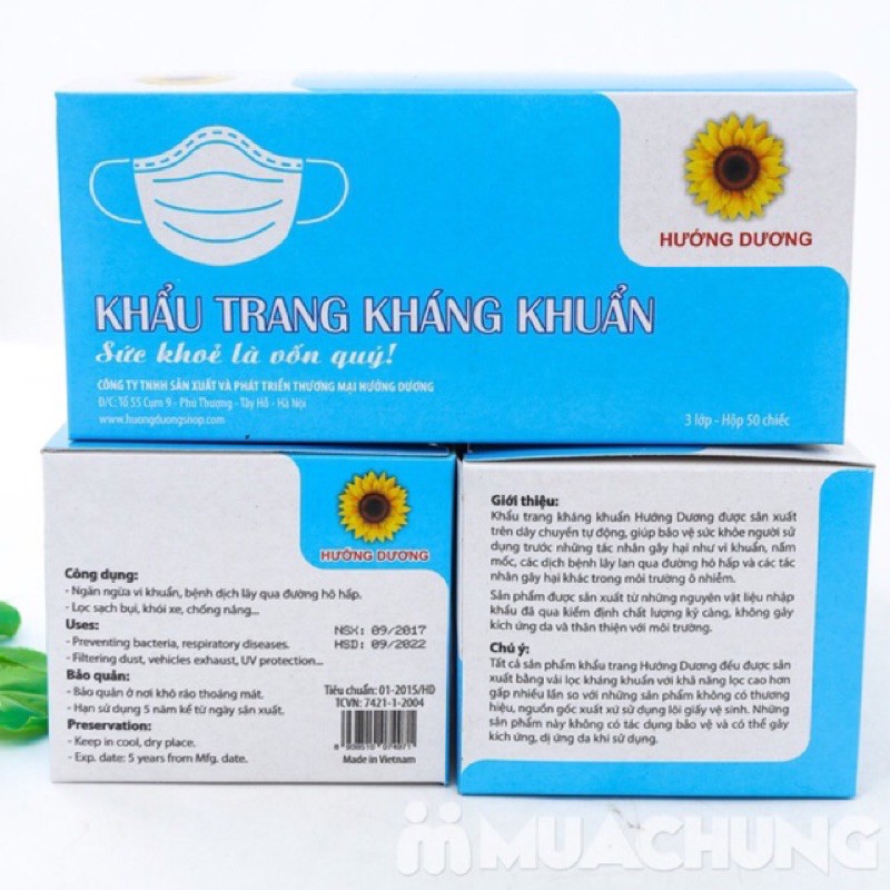 Khẩu trang y tế kháng khuẩn Hướng Dương bảo vệ gia đình bạn