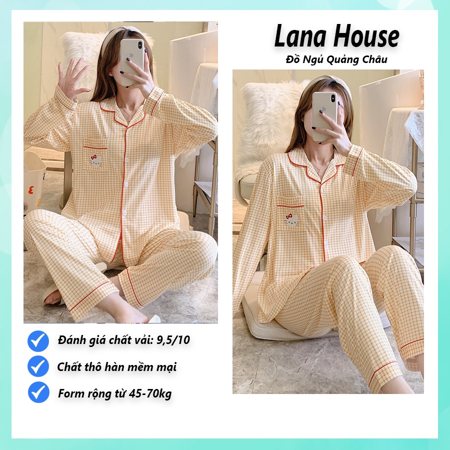 Đồ ngủ nữ pijama cao cấp tay dài quần dài big size dễ thương mặc nhà chất thô hàn mềm mịn PJMDAII03