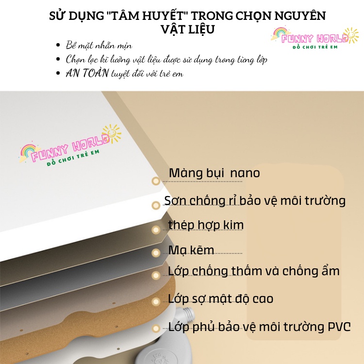Bảng vẽ đa năng FW3in1_ Kết hợp Bàn học _ Giá sách thông minh cho bé Funny World