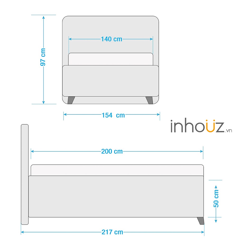 Giường ngủ bọc nệm hiện đại màu tùy chọn - Upholstered bed - INHOUZ - HOGG0010