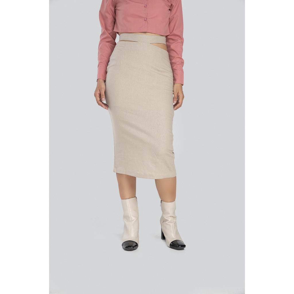 Chân váy Maybi be dài phối dây nơ