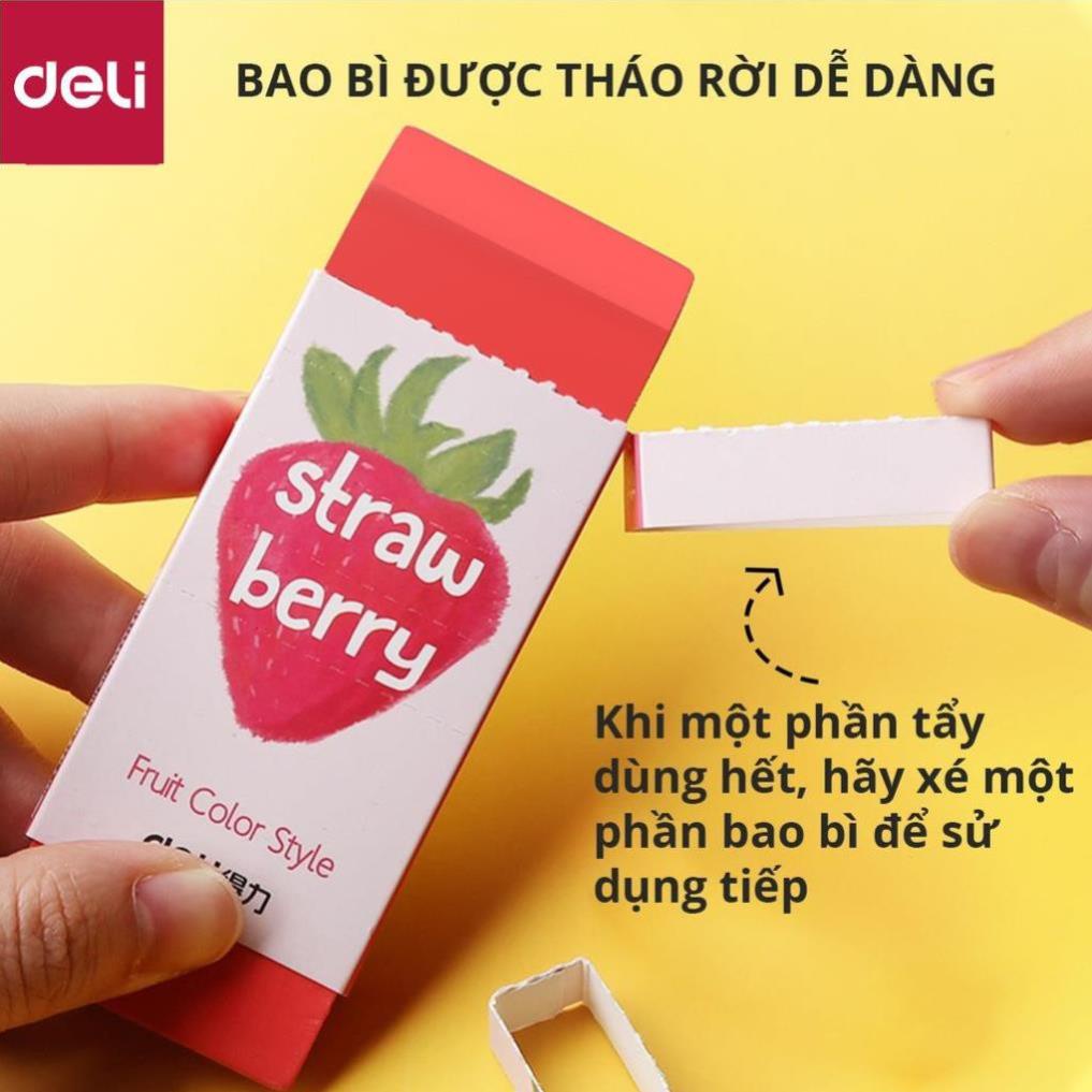 Gôm tẩy Deli hình vẽ hoa quả Đỏ/ Xanh lá/ Vàng/ Xanh ngọc - 71050 [Deli]