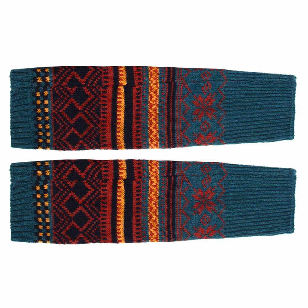 Tất Ống Chân Đan Len Giữ Ấm Phong Cách Bohemia Cho Nữ