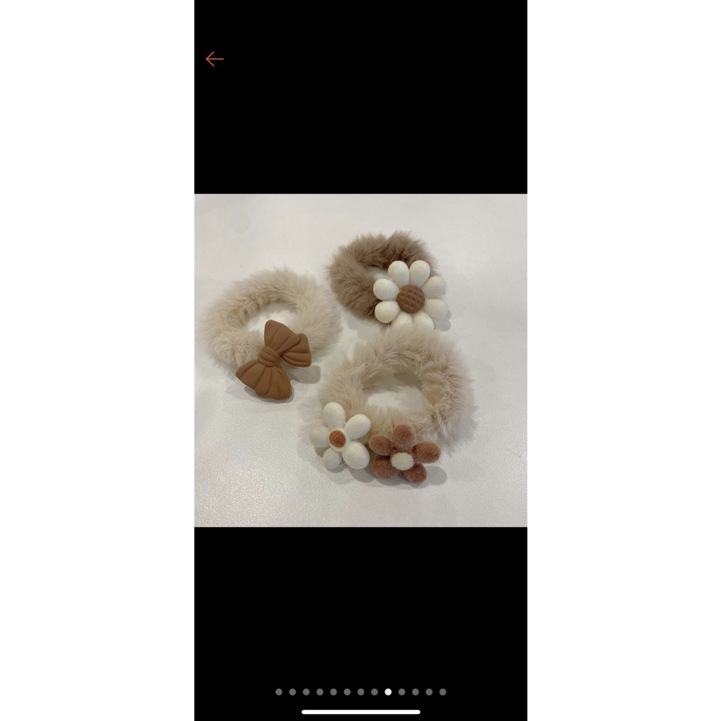 Lẻ Dây cột tóc lông nhung họa tiết hoạt hình phong cách Hàn Quốc