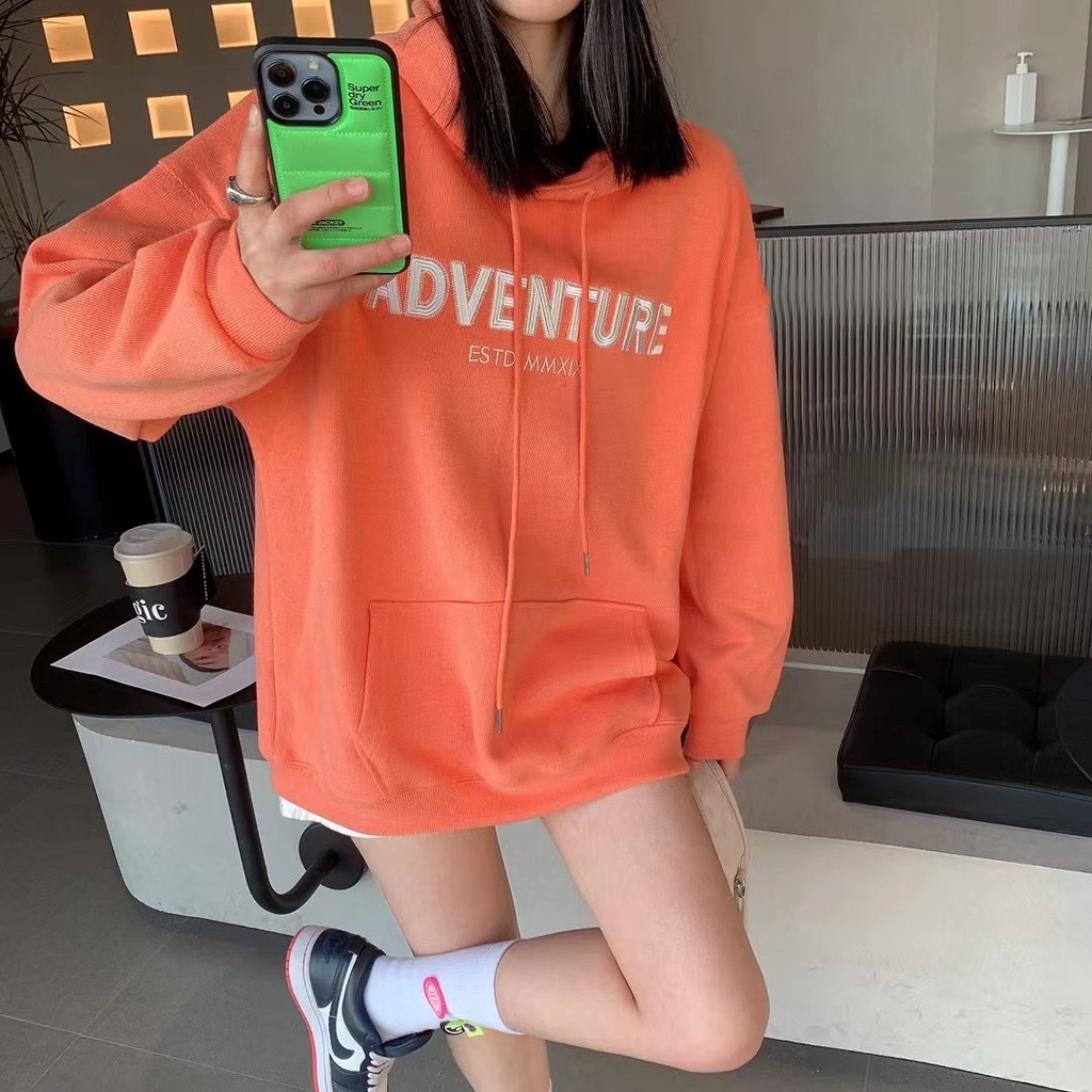 Áo hoodie nỉ ngoại Adventure [FREESHIP] Hoodies form rộng tay phồng kiểu dáng bánh bèo pastel hàn quốc peonyb nữ