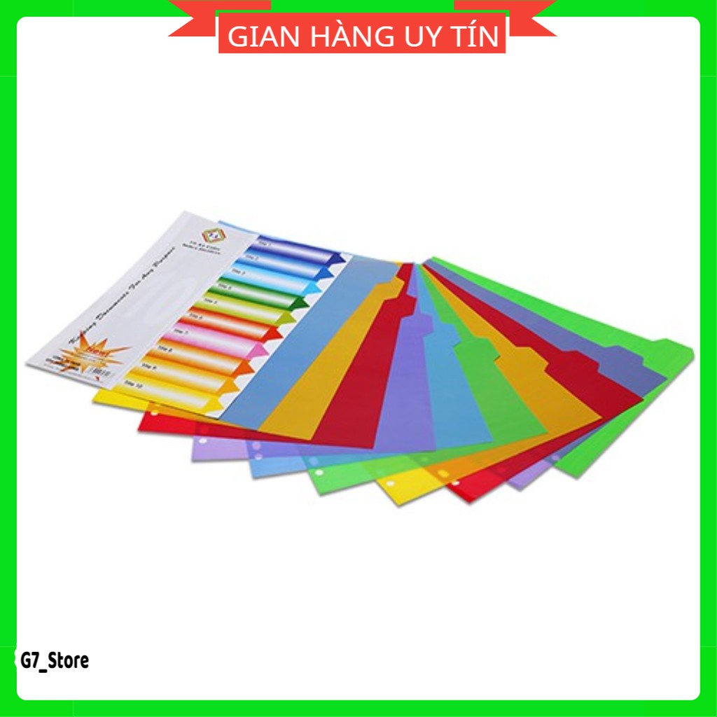 (SALE) 1 bộ chia file nhựa,chia file giấy 10mau/12mau,giây phân trang