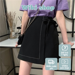 Chân váy chữ A trơn chỉ nổi có nơ buộc - Quần giả váy dáng chữ A hàng có size chất tuyết mưa 2 lớp cực xinh C357