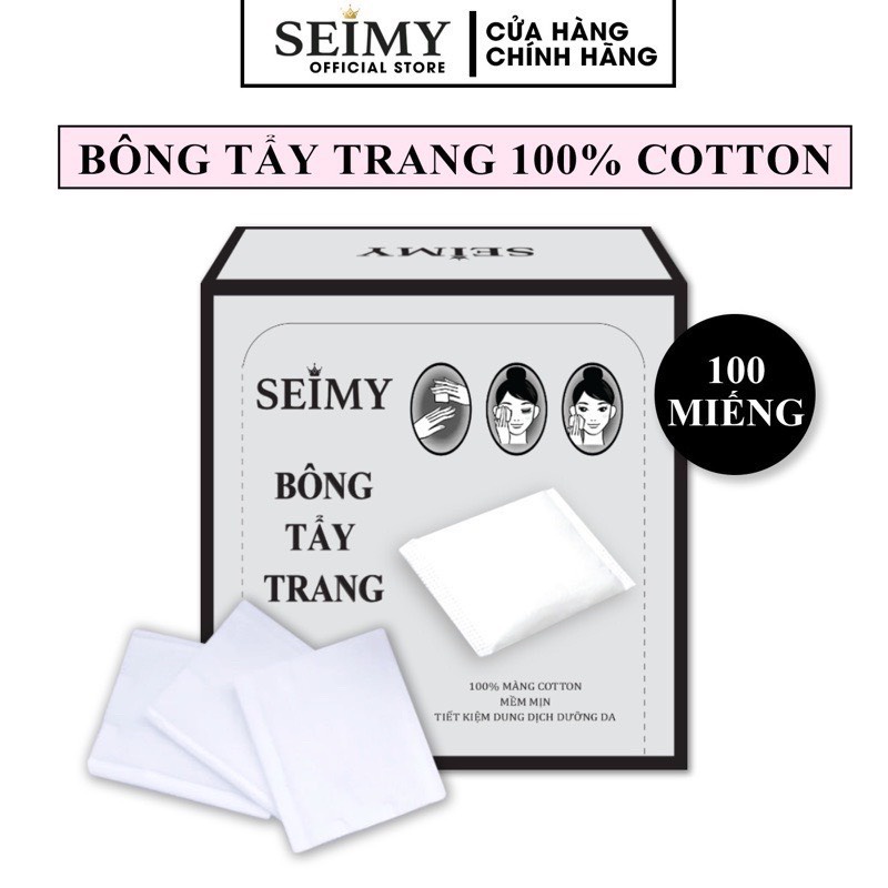 Bông tẩy trang Seimy 100 miếng - 100% cotton mềm mịn