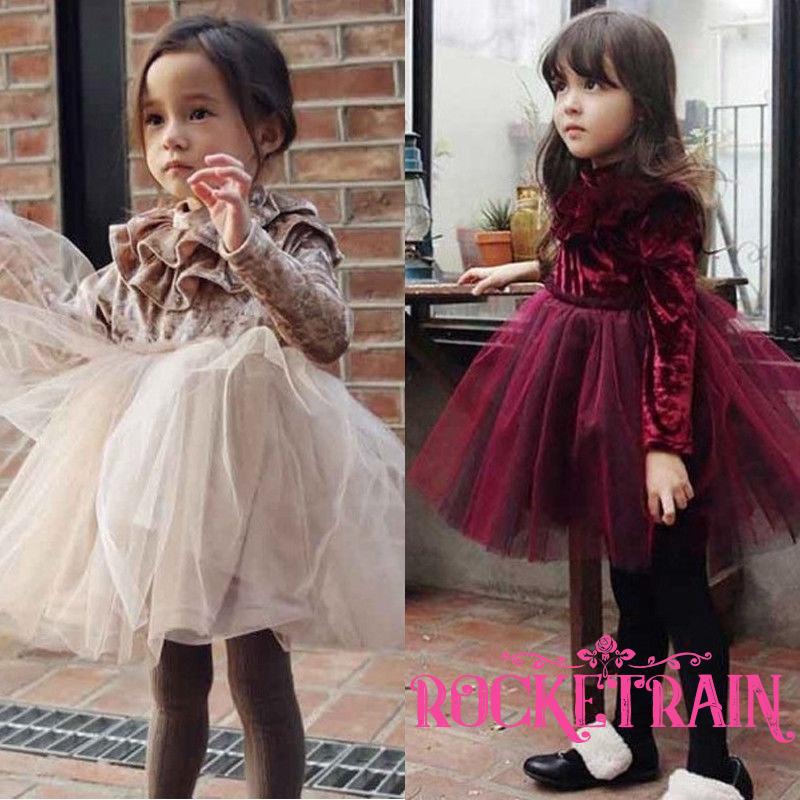 Đầm công chúa phối vải nhung xinh xắn cho bé gái