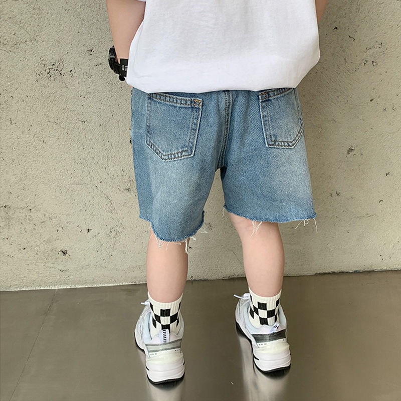 Quần Short Denim Dáng Rộng Thoải Mái Thời Trang Mùa Hè Hàn Quốc Cho Bé Trai