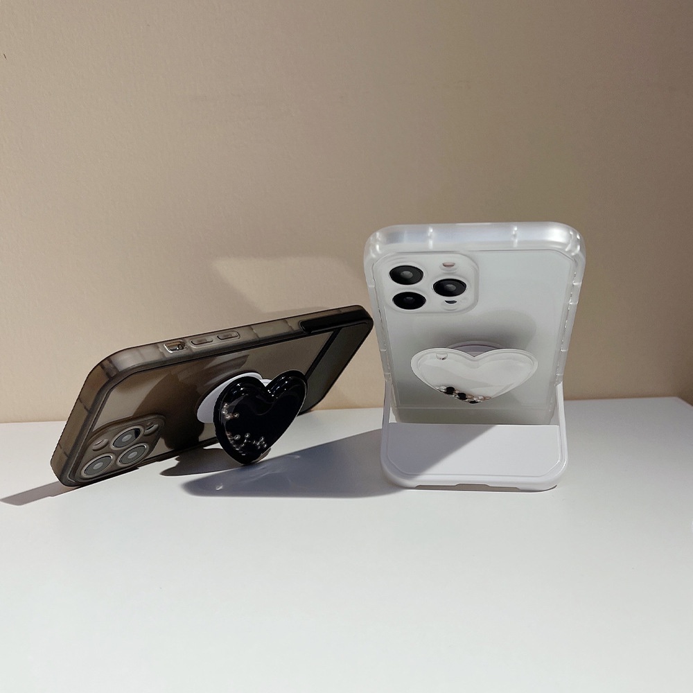 Ốp Điện Thoại Trong Suốt Họa Tiết Trái Tim Có Giá Đỡ 2 Trong 1 Cho iphone 7 8 plus x xr xs 11 12 13 14 15 pro max se 2020
