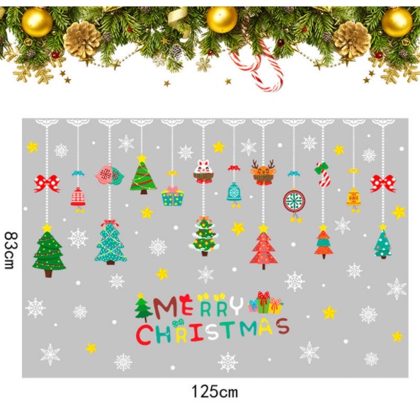 Decal trang trí Noel Hít Tĩnh Điện - Rèm thông cực xinh Noel